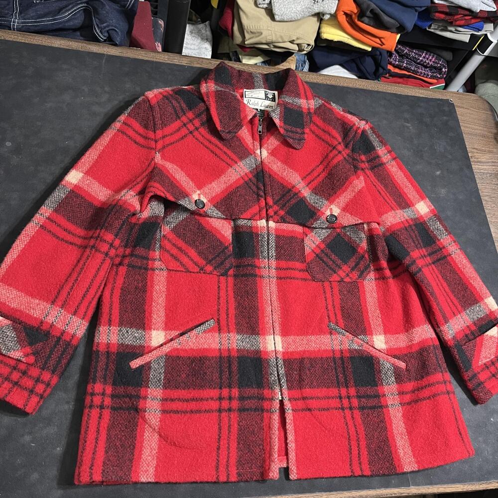 Ralph Lauren Mackinaw Wool Plaid Coat Hunting Country Jacket Made In USA Outdoor - Picture 5 of 9